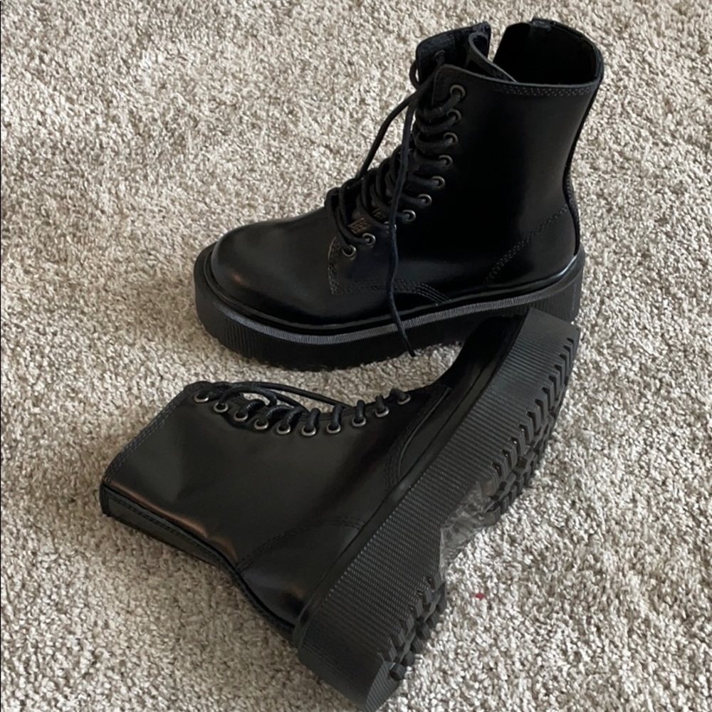 Jeffrey Campbell Black Platform Combat Boots